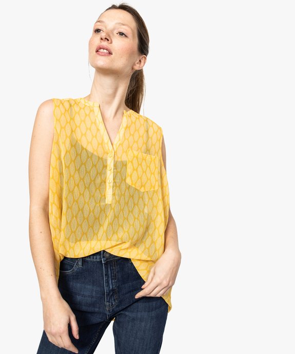 Tunique femme imprimée en voile sans manches vue1 - GEMO(FEMME PAP) - GEMO