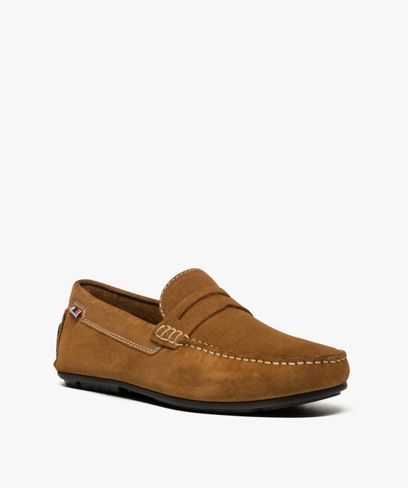 Mocassins homme dessus et intérieur cuir avec surpiqûres vue2 - GEMO (HOMME) - GEMO