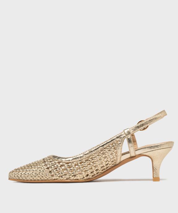 Escarpins slingbacks à tige tressée et ajourée femme vue3 - FOLLOW ME - GEMO