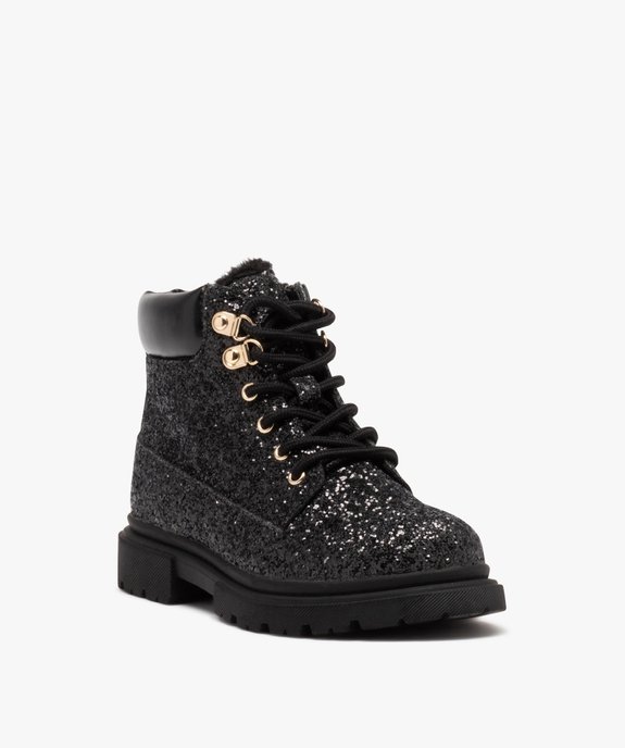 Boots fourrées à paillettes et lacets fille vue2 - GEMO (ENFANT) - GEMO