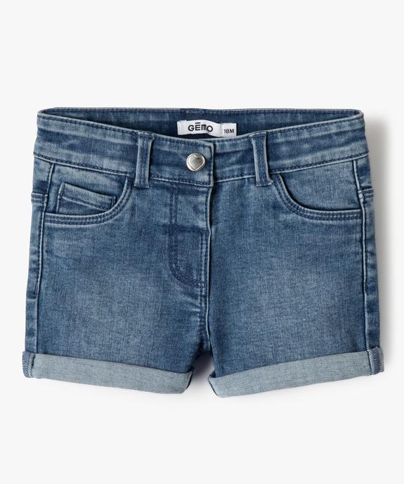 Short bébé fille en jean délavé vue1 - GEMO 4G BEBE - GEMO