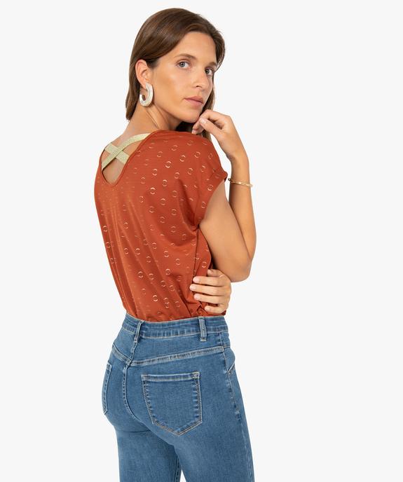 Tee-shirt femme à motifs pailletés et brides croisées dos vue3 - GEMO(FEMME PAP) - GEMO