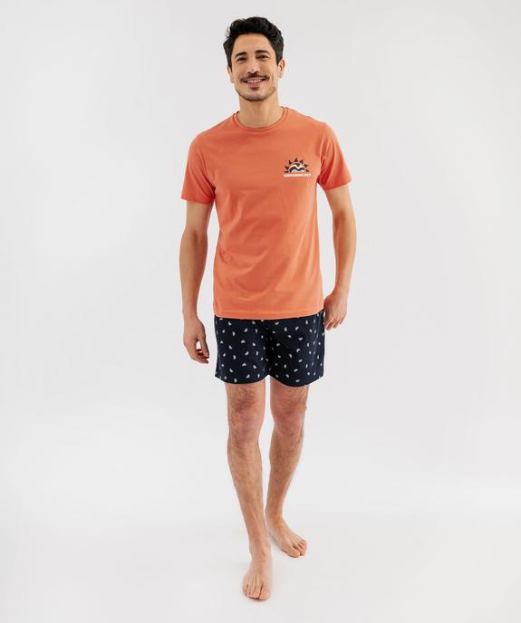 Pyjashort bicolore en coton homme vue1 - GEMO 4G HOMME - GEMO