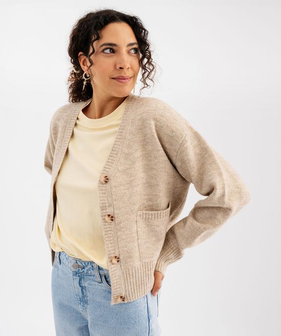 Gilet à col V avec poches femme vue1 - GEMO(FEMME PAP) - GEMO