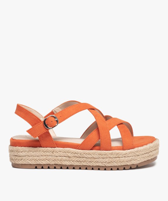 Sandales femme à semelle plateforme et brides en suédine vue1 - GEMO (CASUAL) - GEMO