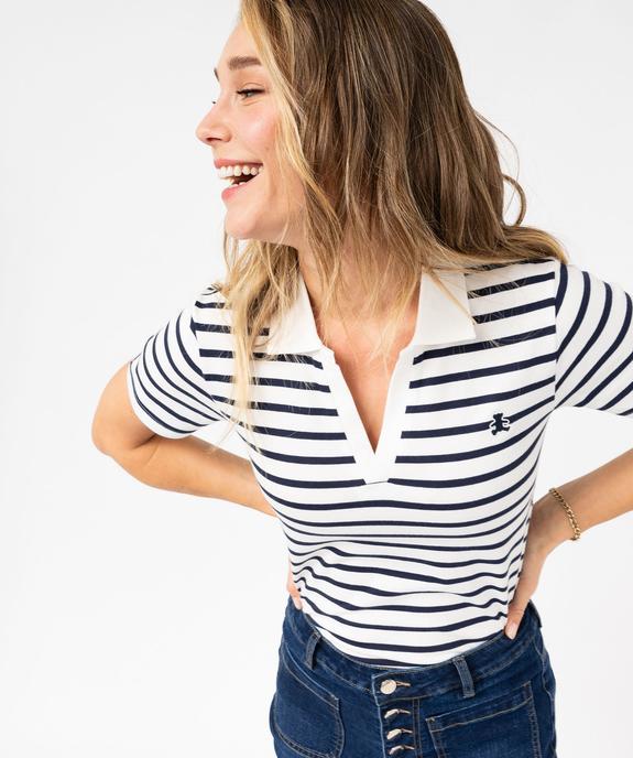 Polo manches courtes à rayures femme - LuluCastagnette vue2 - LULUCASTAGNETTE - GEMO
