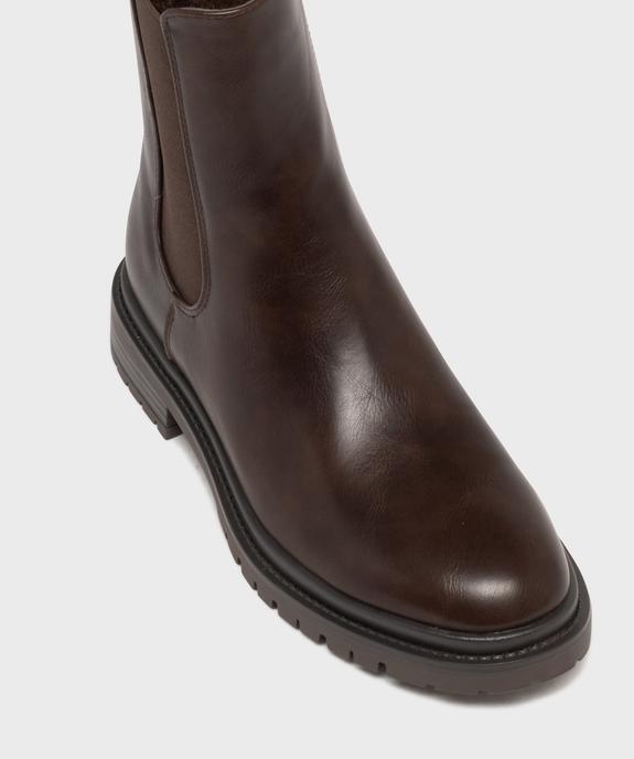 Boots Chelsea fourrées à tige haute et semelle crantée femme vue5 - SANS MARQUE - GEMO