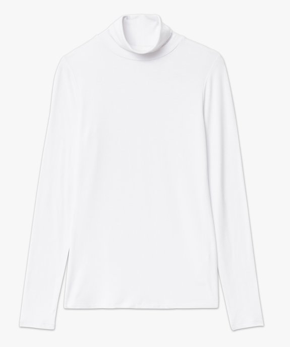 Tee-shirt femme uni avec col roulé et manches longues vue4 - GEMO 4G FEMME - GEMO