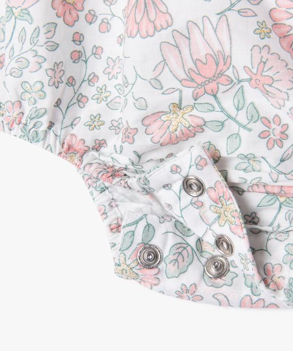 Combishort à bretelles à motifs fleuris bébé fille vue2 - GEMO(BB COUCHE) - GEMO