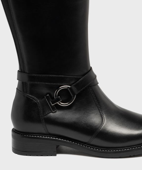 Bottes cavalières en cuir à zip et élastiques femme - Tanéo vue6 - TANEO - GEMO