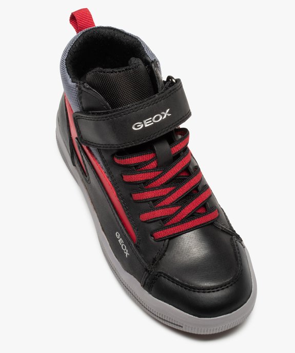 Baskets garçon mid-cut bicolores à lacets et scratch - Geox vue5 - GEOX - GEMO