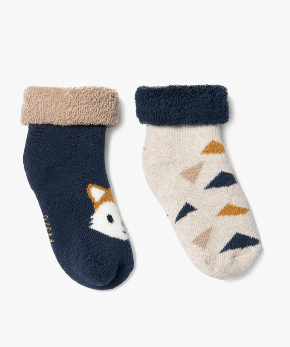 Chaussettes en maille bouclette imprimée bébé garçon (lot de 2) vue1 - GEMO 4G BEBE - GEMO