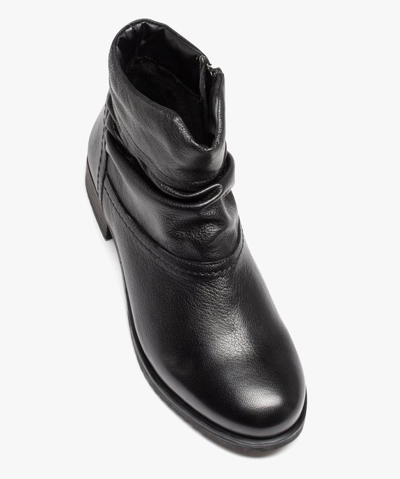 Boots femme confort dessus en cuir uni et plissé vue5 - GEMO (CONFORT) - GEMO