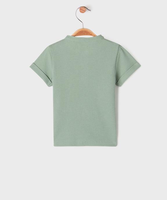 Tee-shirt manches courtes à col tunisien en maille nid d'abeille bébé garçon vue4 - GEMO(BEBE DEBT) - GEMO