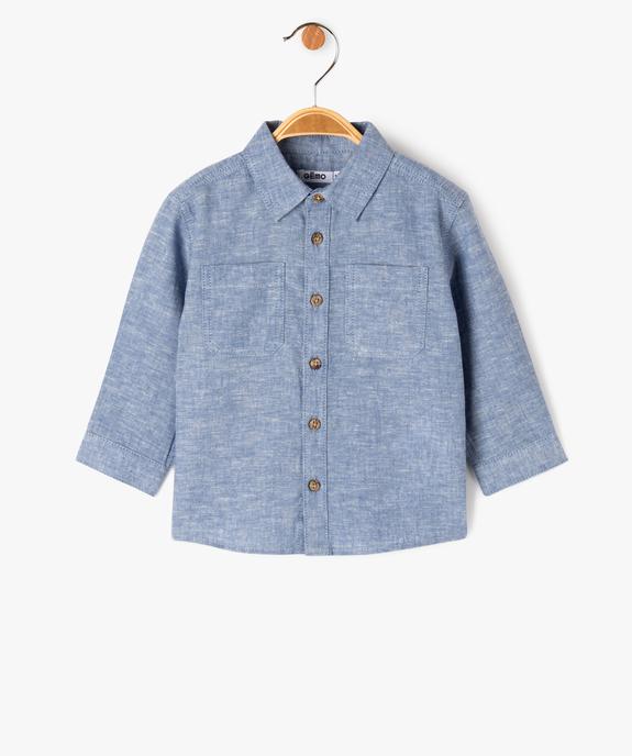 Chemise manches longues en coton lin mélangés bébé garçon vue1 - GEMO(BEBE DEBT) - GEMO
