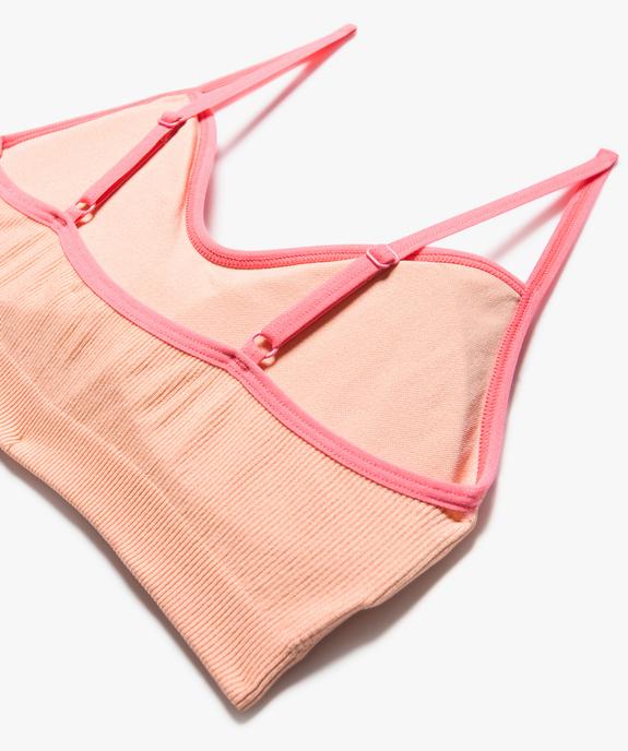Brassière à fines bretelles en maille côtelée avec mousses amovibles fille vue2 - GEMO (JUNIOR) - GEMO
