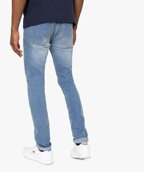 Jean homme skinny délavé avec plis sur les hanches vue3 - GEMO (HOMME) - GEMO