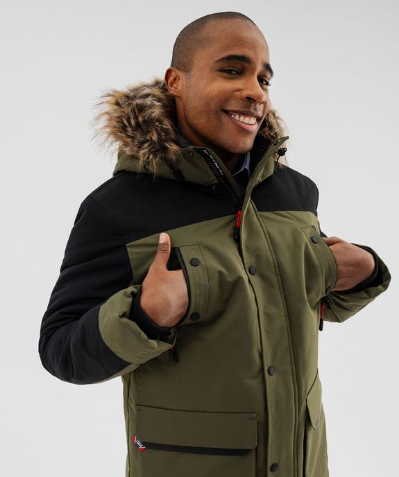 Parka bicolore avec capuche bordée ce fourrure imitation homme - Tokyo Laundry vue4 - TOKYO LAUNDRY - GEMO