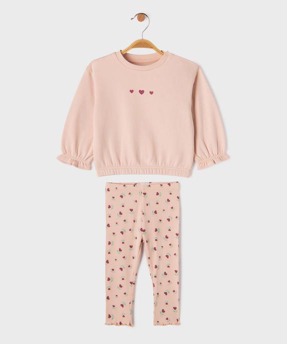 Ensemble 2 pièces sweat + legging bébé fille vue1 - GEMO(BEBE DEBT) - GEMO