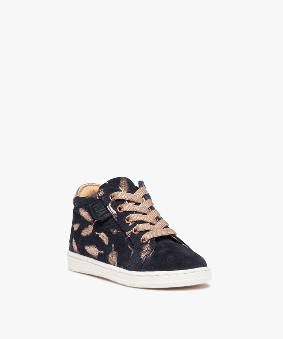 Tennis bébé fille zippées dessus cuir motif feuilles – NA! vue2 - NA! - GEMO
