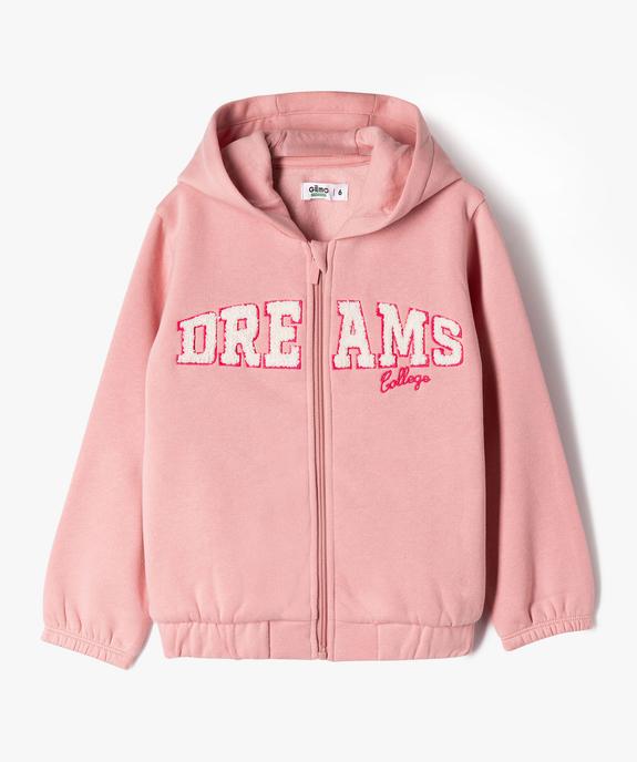 Sweat à capuche zippé intérieur molletonné broderie bouclette fille vue2 - GEMO 4G FILLE - GEMO