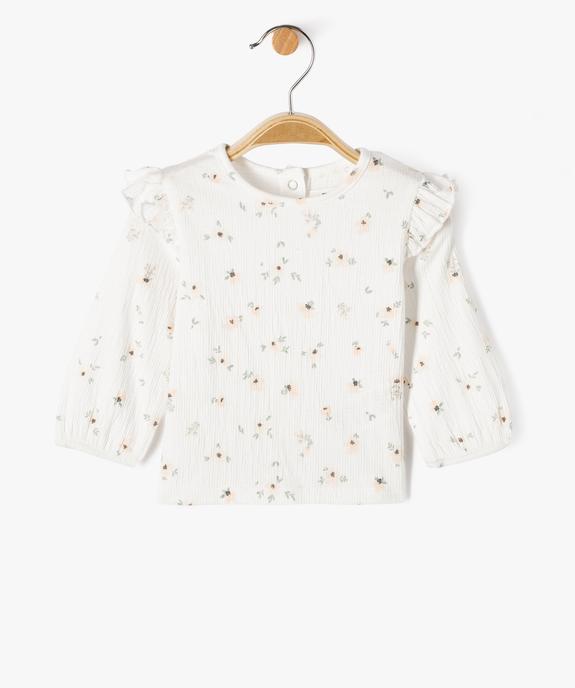 Tee-shirt manches longues avec volants aux épaules bébé fille vue1 - GEMO 4G BEBE - GEMO