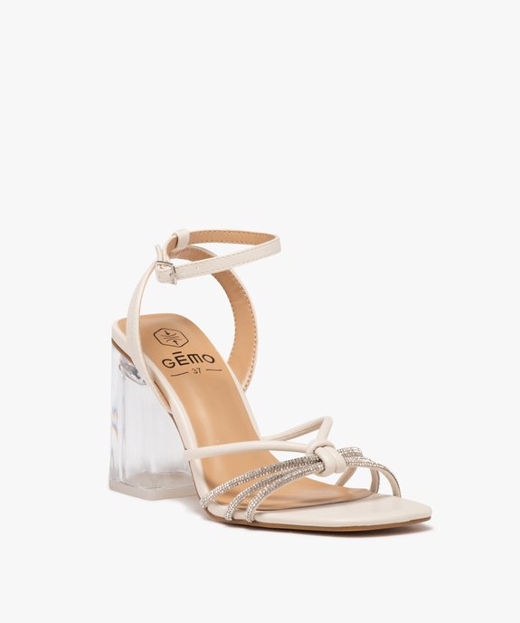 Sandales femme à talon flare transparent avec brides à strass  vue2 - GEMO(URBAIN) - GEMO