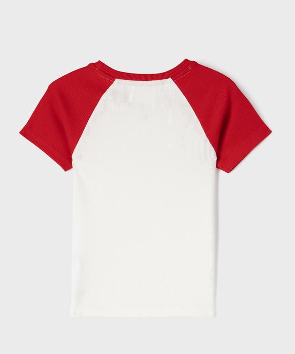 Tee-shirt bicolore en maille côtelée fille vue4 - GEMO 4G FILLE - GEMO