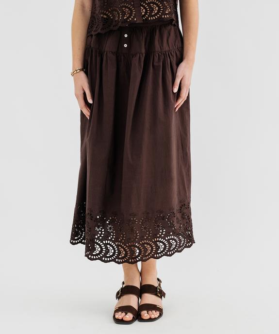 Jupe longue et ample en coton brodé et ajouré femme vue1 - GEMO(FEMME PAP) - GEMO