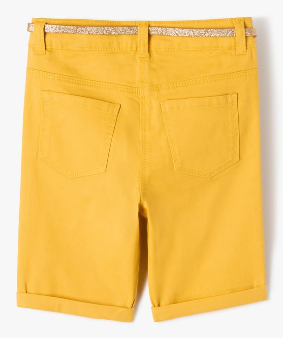 Bermuda fille extensible coupe slim avec revers et ceinture pailletée vue3 - GEMO (ENFANT) - GEMO
