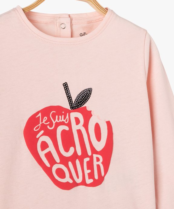 Tee-shirt bébé fille à manches longues avec motif et message vue2 - GEMO(BEBE DEBT) - GEMO
