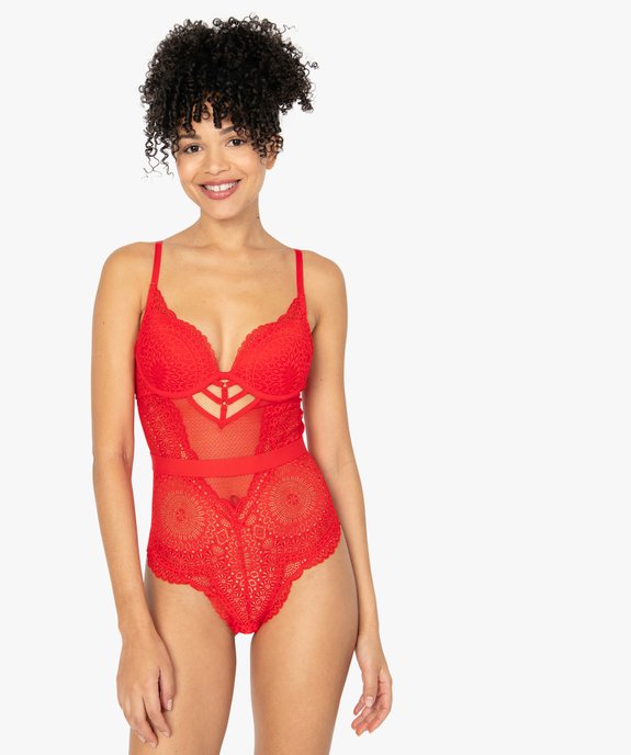 Body femme en dentelle avec armatures vue1 - GEMO(HOMWR FEM) - GEMO