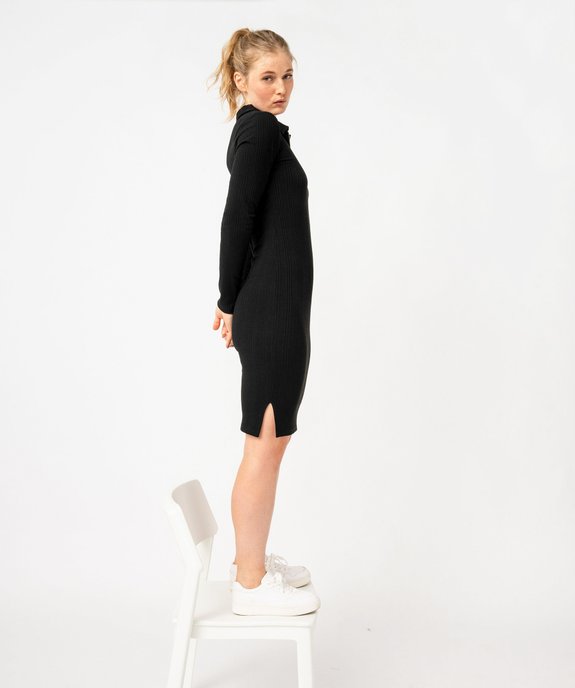 Robe en maille côtelée à manches longues et col zippé femme vue1 - GEMO(FEMME PAP) - GEMO