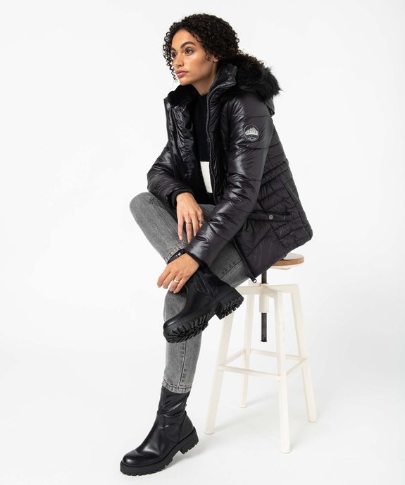 Blouson femme matelassé avec capuche doublée peluche vue1 - GEMO(FEMME PAP) - GEMO