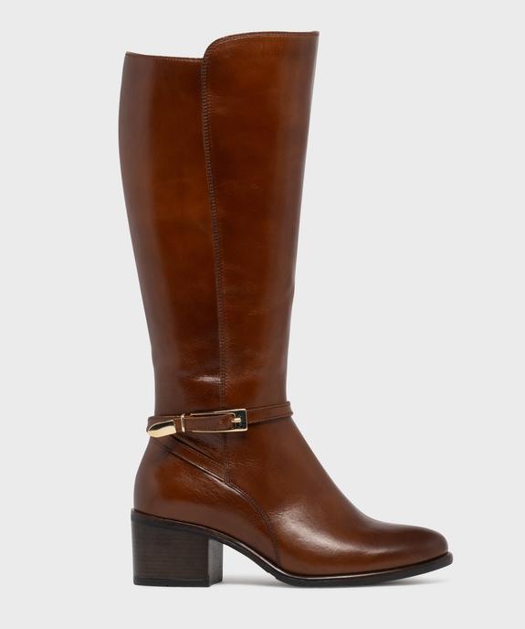 Bottes dessus cuir avec bride cheville à boucle métallique femme - Tanéo vue1 - TANEO - GEMO