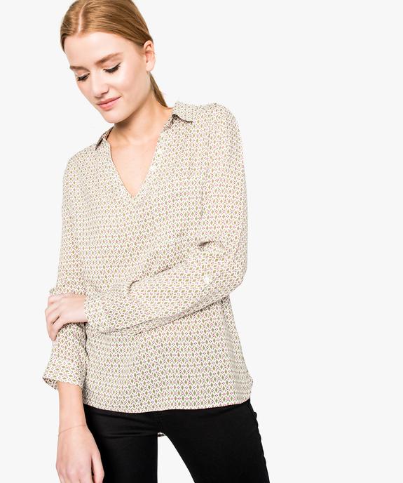 Blouse femme fluide à motifs et col v à boutons vue1 - GEMO(FEMME PAP) - GEMO