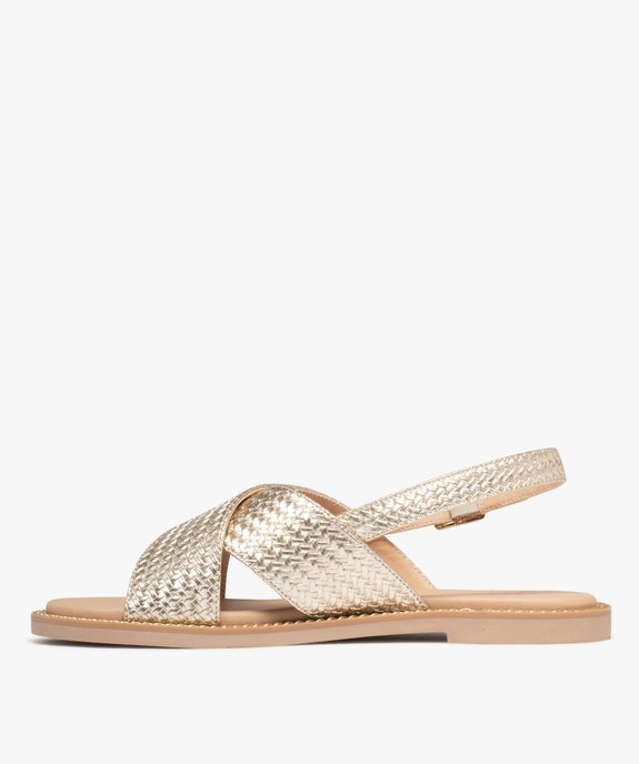 Sandales plates avec larges brides aspect tressé femme vue4 - FOLLOW ME - GEMO