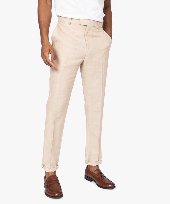 Pantalon de costume homme ajusté en lin majoritaire vue2 - GEMO (HOMME) - GEMO