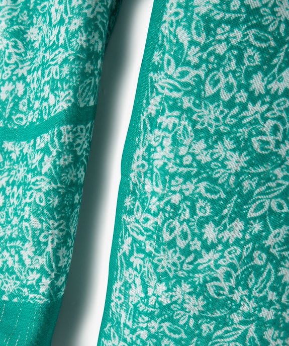 Foulard en voile fleuri à fines rayures brillantes femme vue2 - GEMO 4G FEMME - GEMO