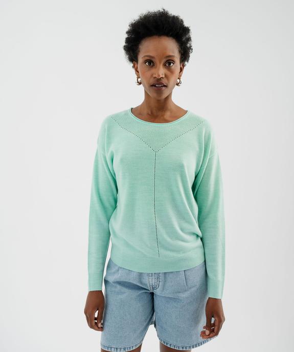 Pull en maille fine à effet plastron femme  vue4 - GEMO(FEMME PAP) - GEMO