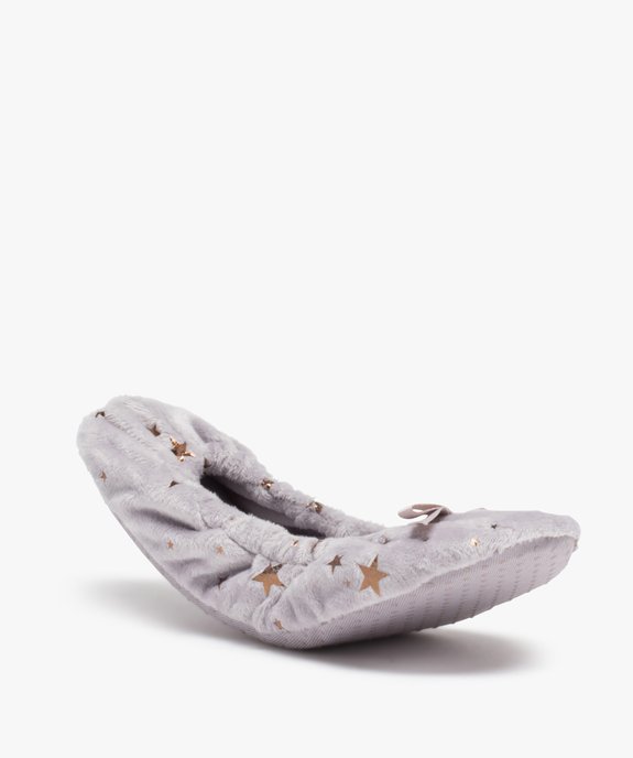 Chaussons femme ballerines en velours + pochette de voyage vue3 - GEMO(HOMWR FEM) - GEMO