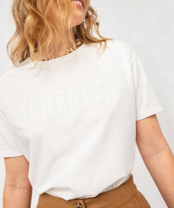 Tee-shirt à manches courte avec message brodé femme vue5 - GEMO(FEMME PAP) - GEMO