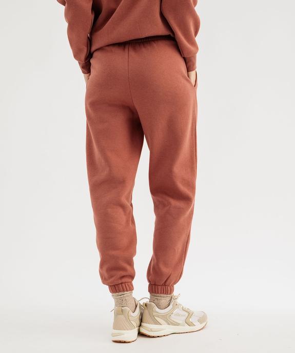 Pantalon de jogging en molleton uni à taille élastiquée femme vue3 - GEMO 4G FEMME - GEMO