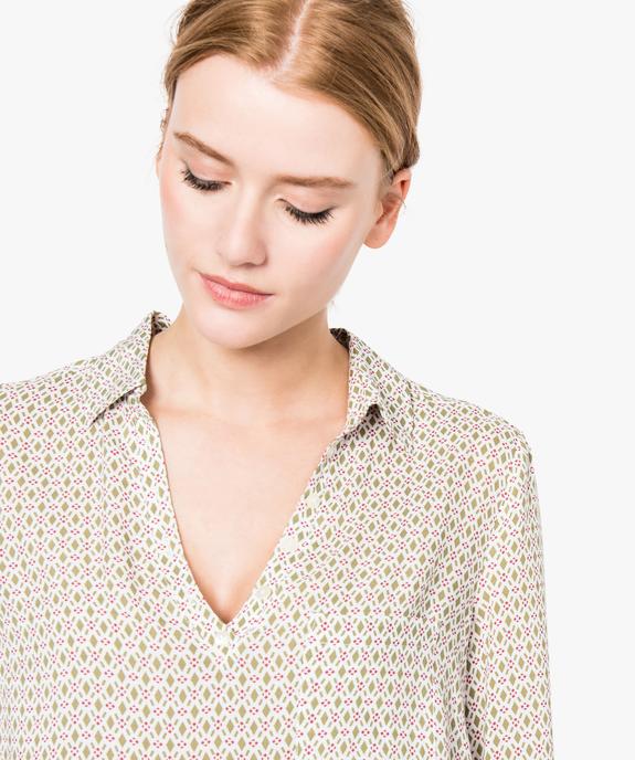 Blouse femme fluide à motifs et col v à boutons vue2 - GEMO(FEMME PAP) - GEMO
