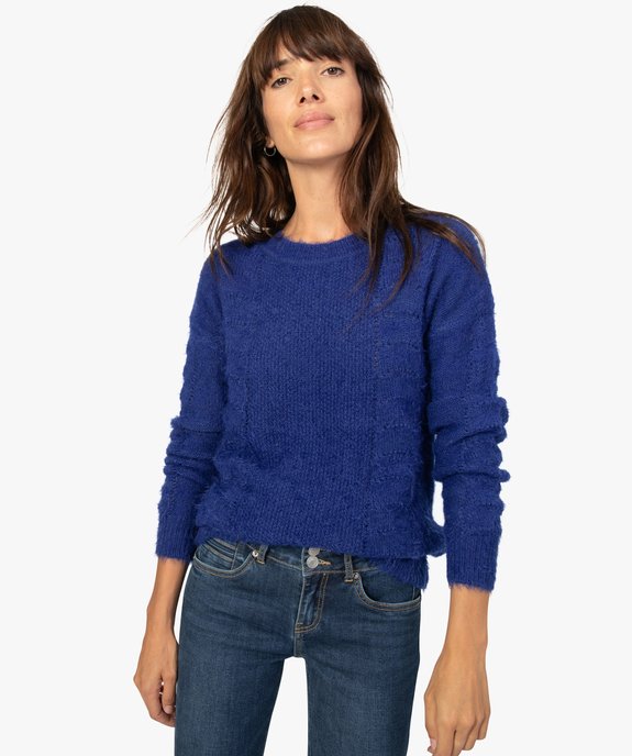 Pull femme en maille duveteuse fantaisie vue1 - GEMO(FEMME PAP) - GEMO