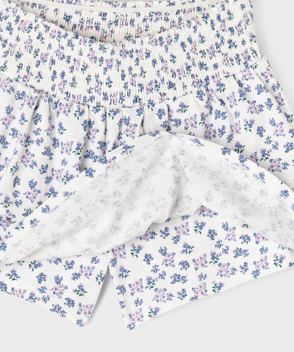 Jupe short fleurie à volants et taille à smocks fille vue6 - GEMO 4G FILLE - GEMO
