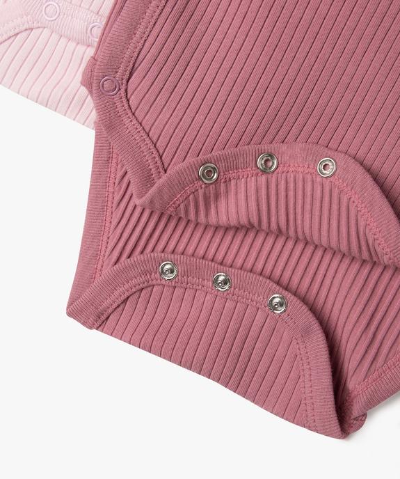 Body manches courtes ouverture devant à côtes bébé (lot de 3) vue2 - GEMO 4G BEBE - GEMO