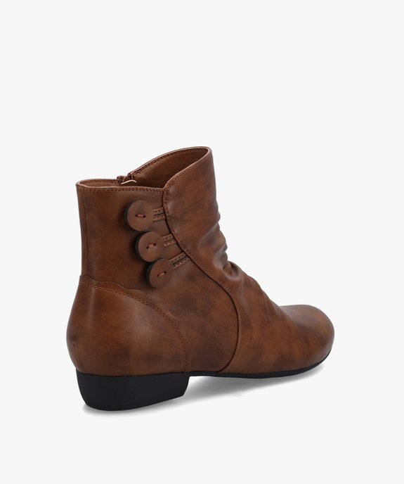 Bottines femme unies à talon plat et dessus drapé vue4 - G'FLEX - GEMO