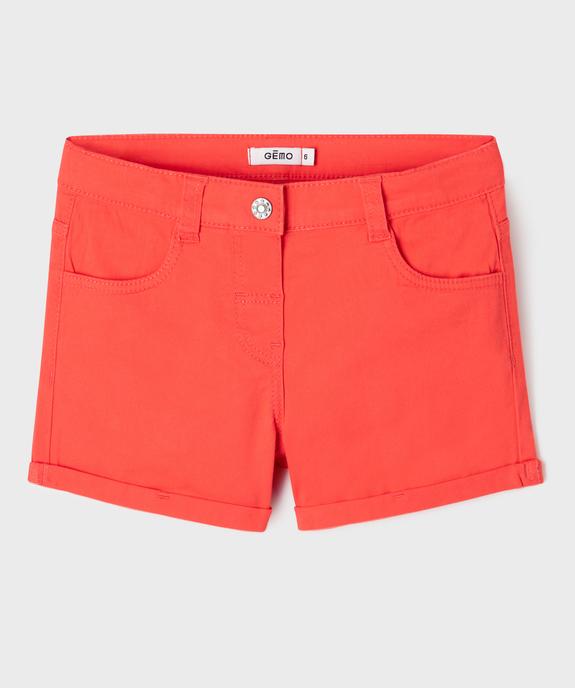 Short en coton stretch avec revers fille vue1 - GEMO (JUNIOR) - GEMO