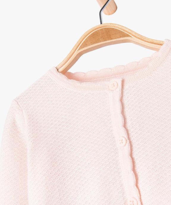 Gilet court en coton fantaisie bébé fille vue2 - GEMO(BEBE DEBT) - GEMO